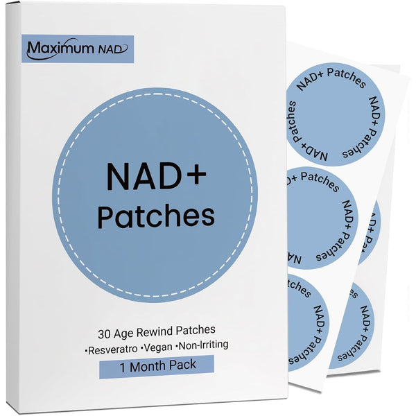 NAD+ Patches for Women & Men with Nicotinamide and Resveratrol-30 Patches, Premium 8-Hour Extended-Release Formula, Vegan