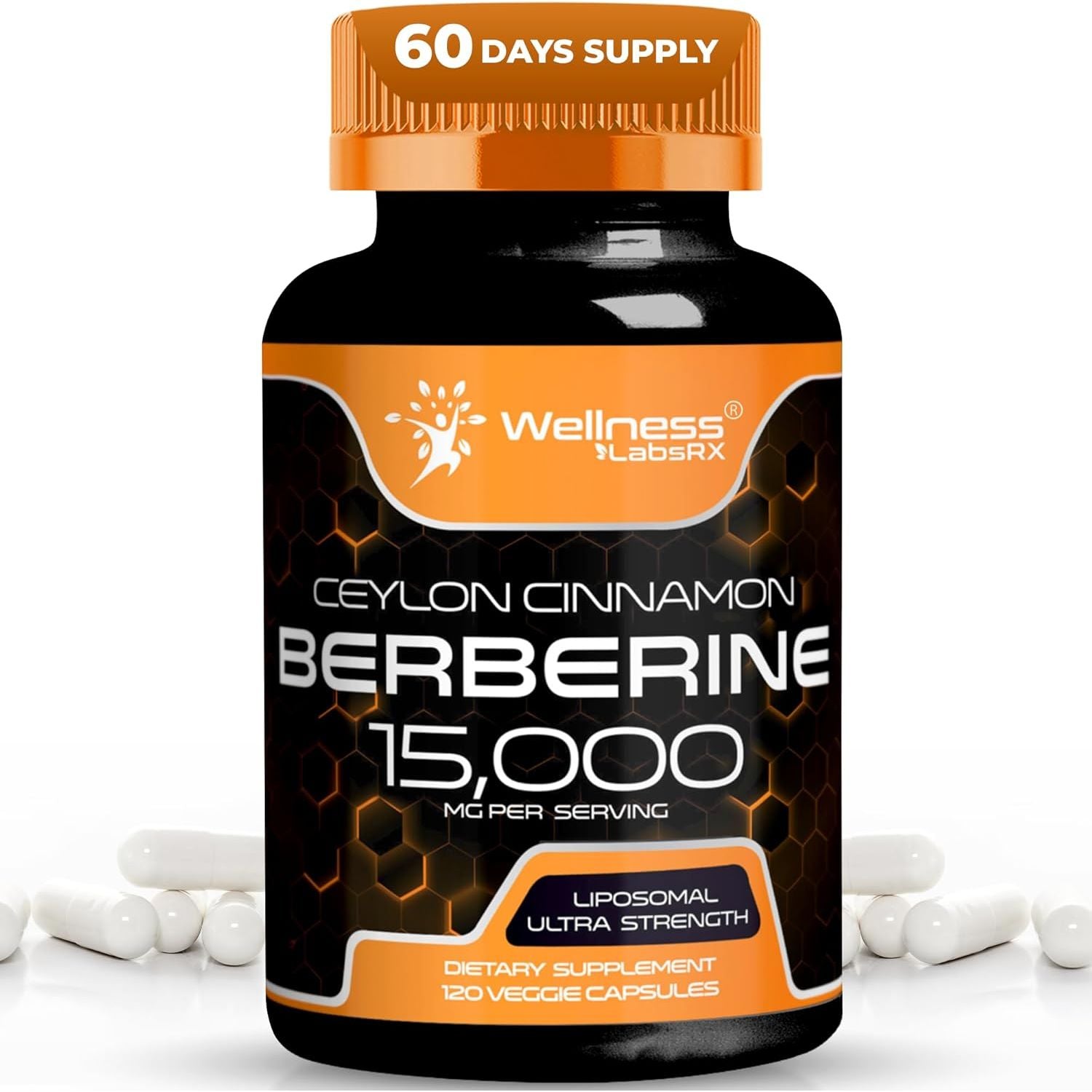 WELLNESS LABSRX Ceylon Cinnamon Berberine 15,000MG - 120 Capsules