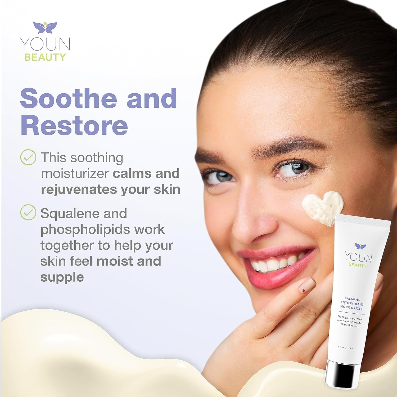 YOUN Beauty Calming Antioxidant Moisturizer – 118ml | Hydrating & Antioxidant-Rich