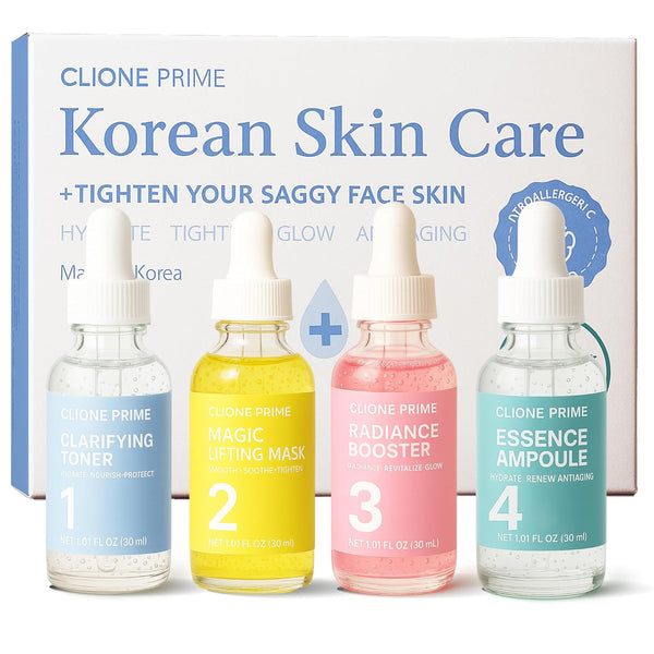CLIONE PRIME Korean Skin Care Set for Women – 4-Step Night Routine | Lifting, Firming & Anti-Aging