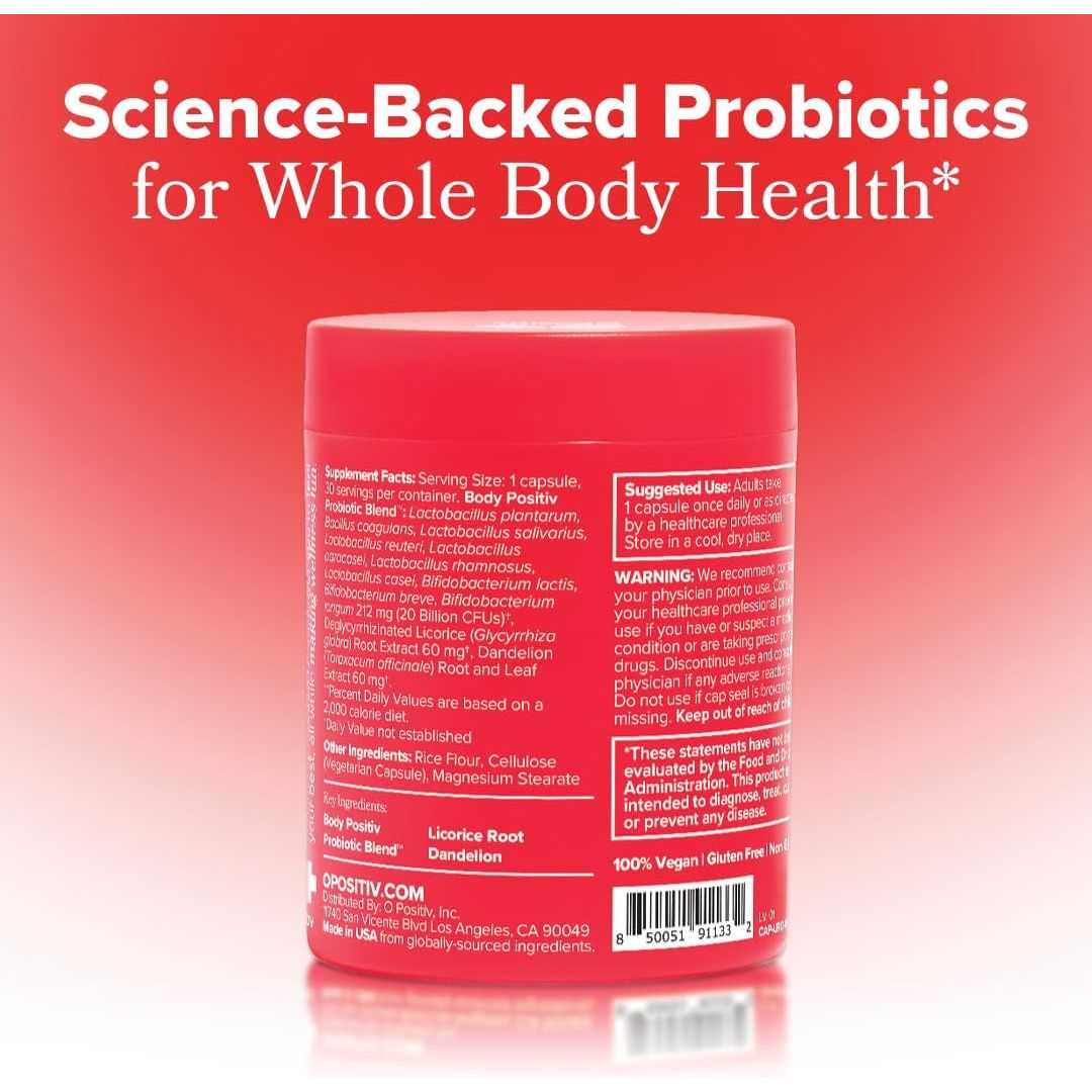 O Positiv URO Whole Body Probiotic – 30 Capsules | 3-in-1 Gut, Skin & Oral Microbiome Support with 20 Billion CFUs + Licorice & Dandelion
