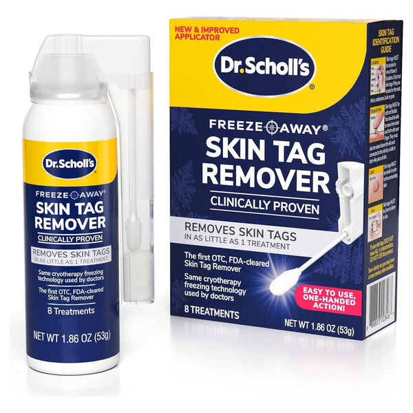 Dr. Scholl's Freeze Away Skin Tag Remover – 8 Cryo Treatments, 53g | FDA-Cleared At-Home Solution for Fast, Safe Skin Tag Removal