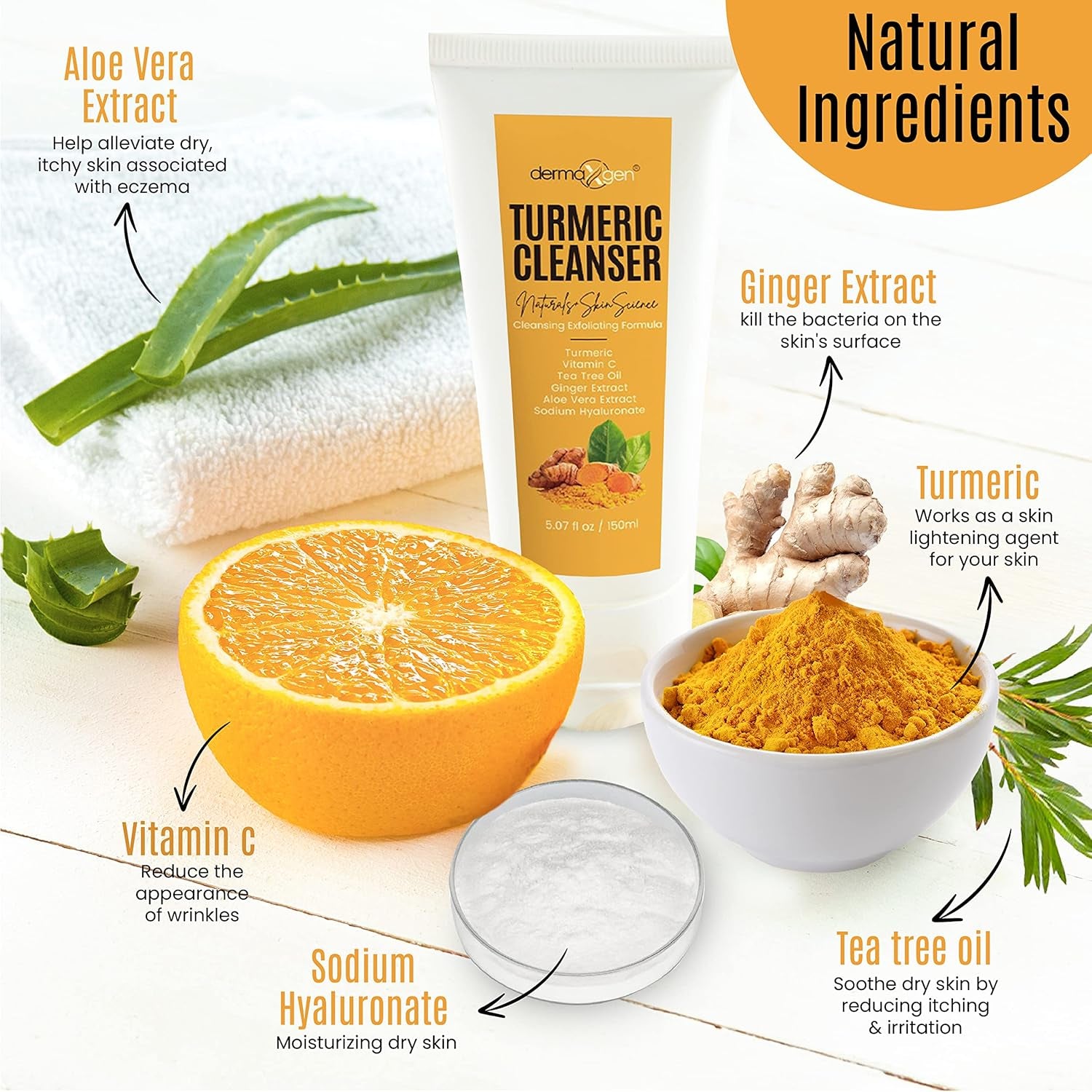 DERMAXGEN Turmeric Cleanser – 150ml | Brightening Face Wash for Acne, Dark Spots & Uneven Tone