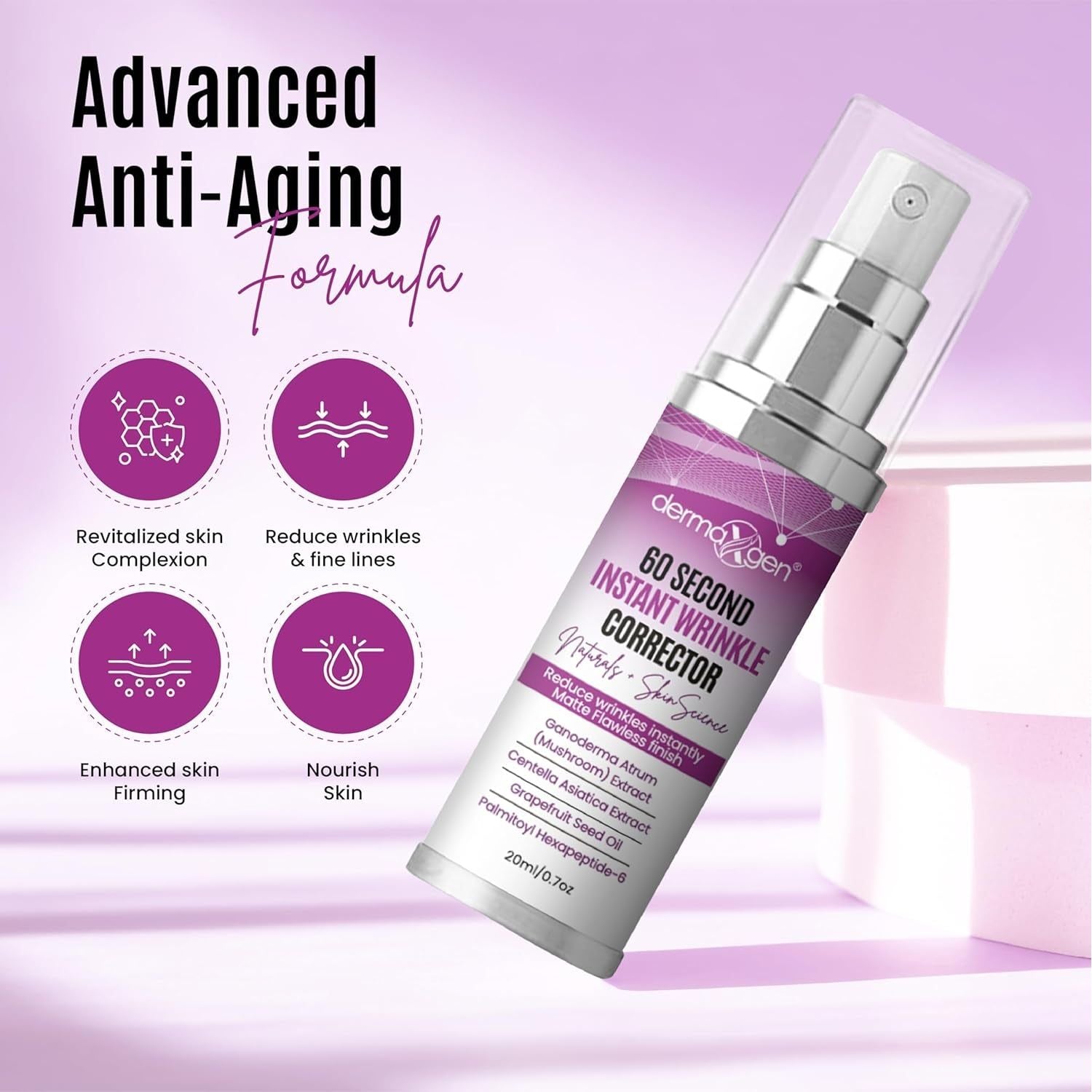 DERMAXGEN 60 Second Instant Wrinkle Corrector – 20ml | Instant Lifting & Firming Treatment for Fine Lines & Eye Bags