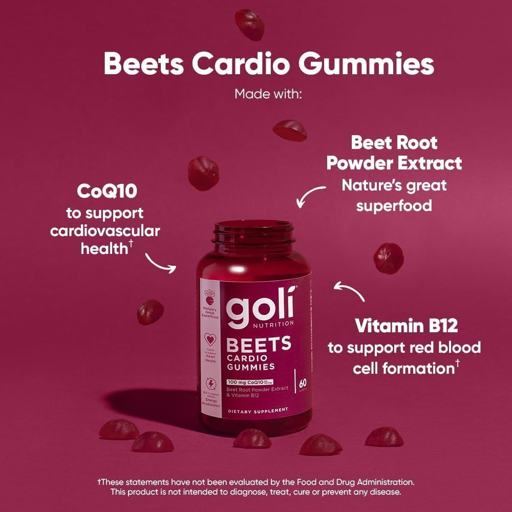 Goli Beets Cardio Gummies – 60 Gummies | Heart Health, Circulation & Energy Support