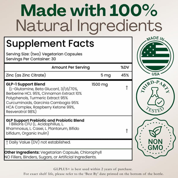 Plus+Ultra GLPlus+ All Natural GLP-1 Support – 60 Capsules | Appetite Control & Healthy Weight Management