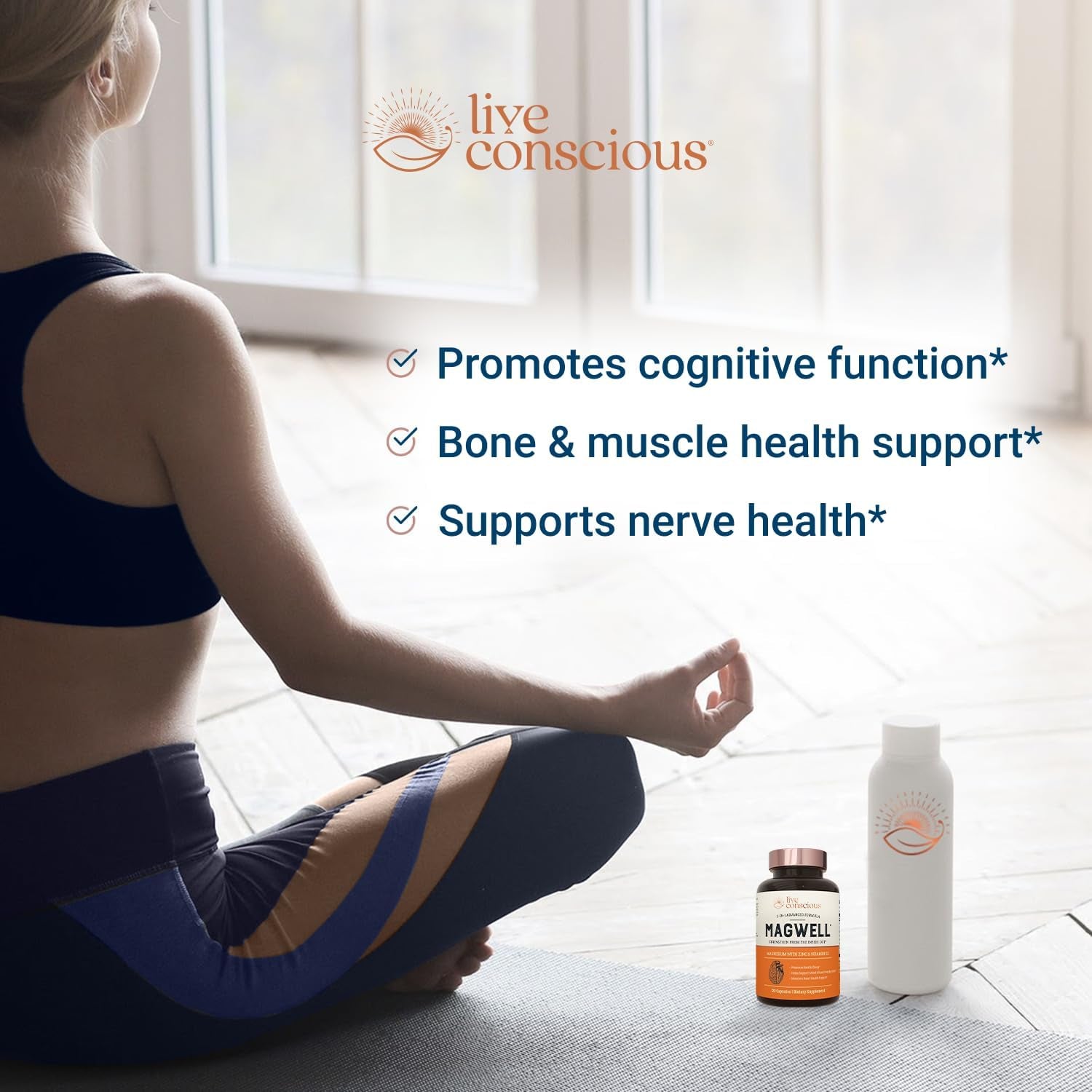 Live Conscious MAGWELL – 120 Capsules | 3-in-1 Advanced Formula for Bone, Immune & Heart Health
