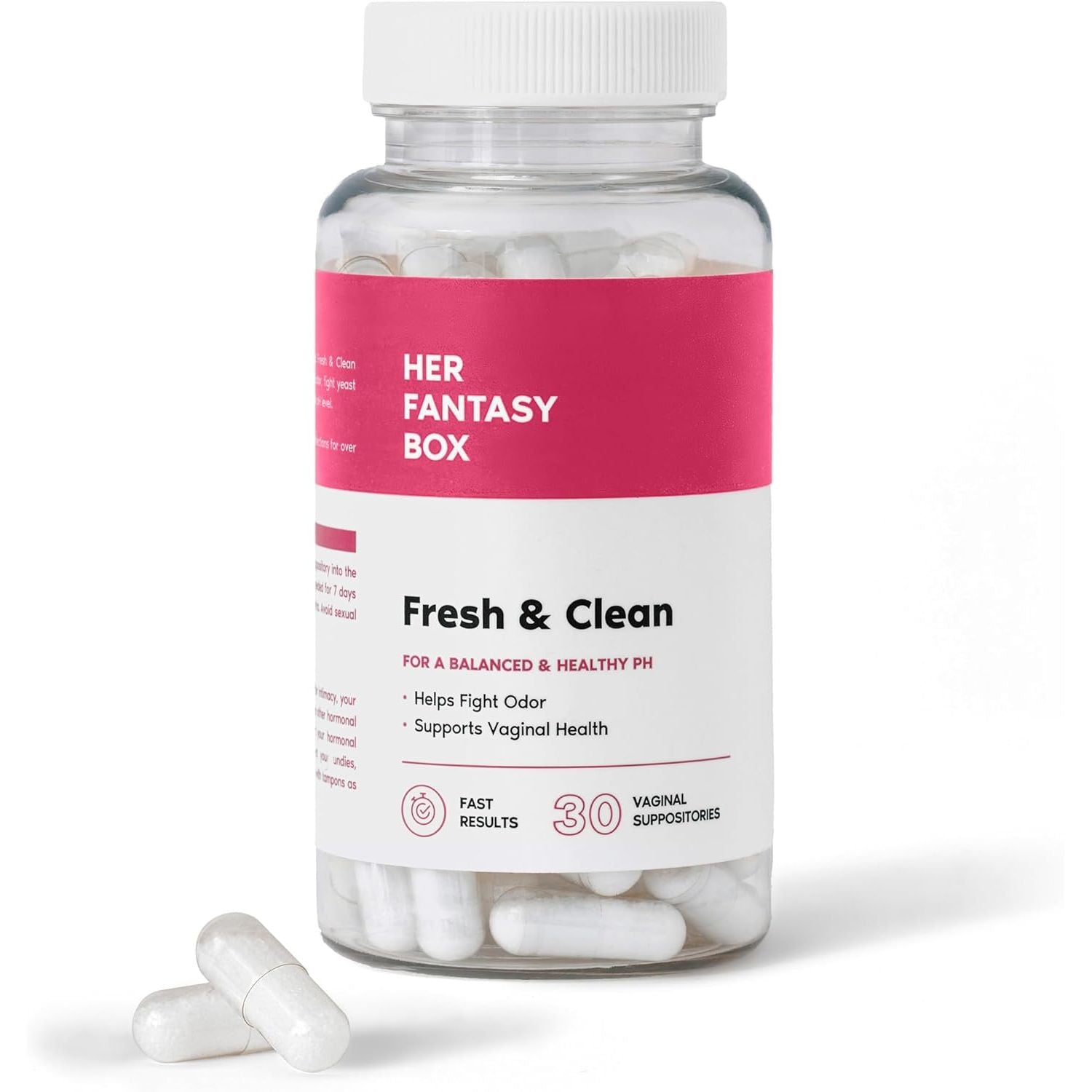 Her Fantasy Box | Fresh & Clean Ph-Restore Vaginal Suppositories – Boric Acid for Ph Balance, Odor Control & Comfort – 30 Vegan Suppositories