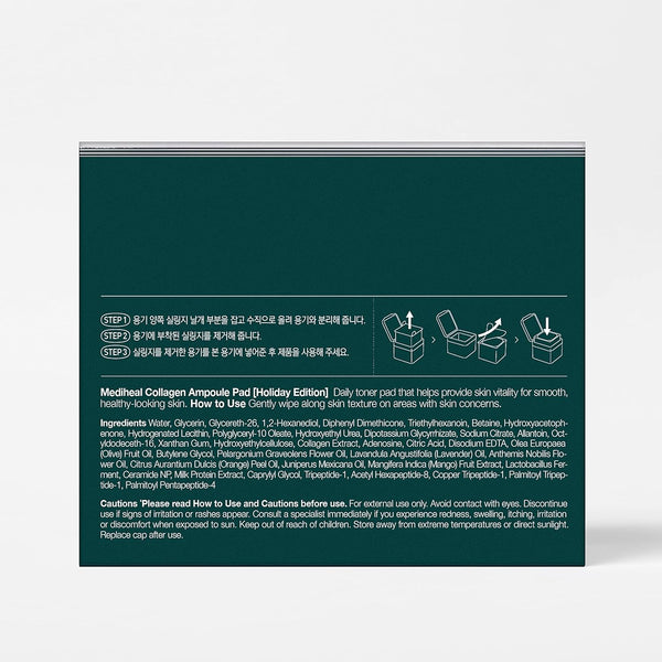 MEDIHEAL Collagen Ampoule Pad, Holiday Edition – 100 Pads | Firming & Anti-Wrinkle Care