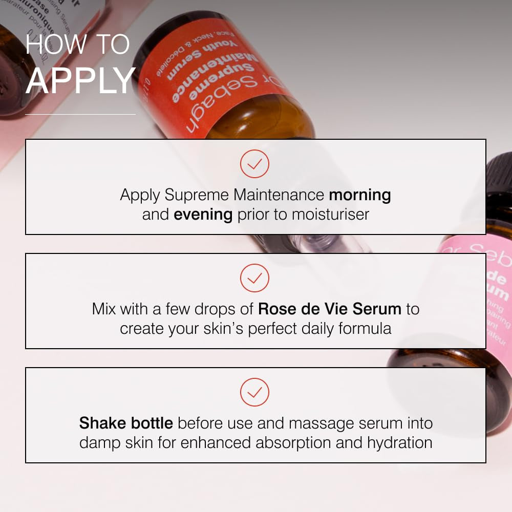 Dr Sebagh Supreme Maintenance Youth Serum – 30ml | Award-Winning Anti-Aging Serum with Resveratrol, Peptides & Hyaluronic Acid