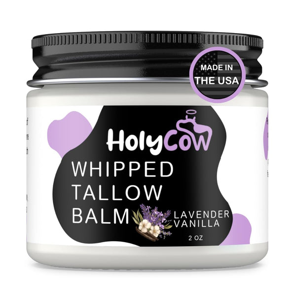 HolyCow Whipped Tallow Balm – 56.7g | Lavender Vanilla Scent | Nourishing Ancestral Skincare for Face & Body