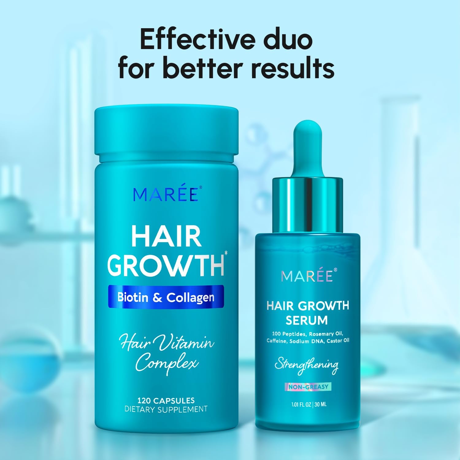 Hair Growth Serum - Caffeine Peptides Castor Rosemary Oil for Hair Growth - Products for Women & Men - Hair Oils for Hair Growth - Hair Regrowth Tonic - Scalp Serum - Suero Para El Cabello