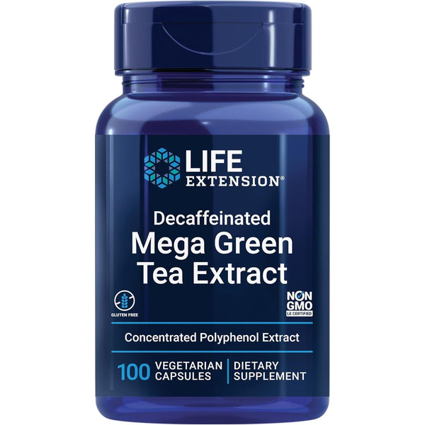 Life Extension Decaffeinated Mega Green Tea Extract – 100 Capsules | High-Potency Antioxidant & Heart Health Support