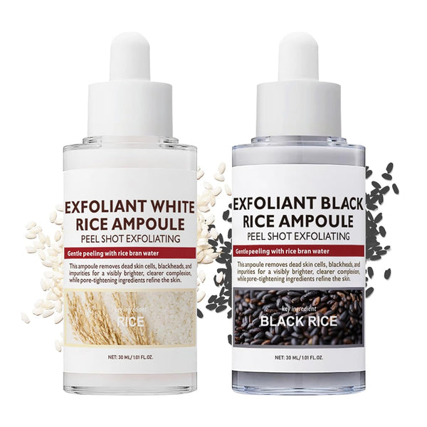 Rosardene Peel Shot Exfoliating Rice Ampoule Duo (Black & White) – 2 x 30ml | Dual-Action Exfoliation & Hydration