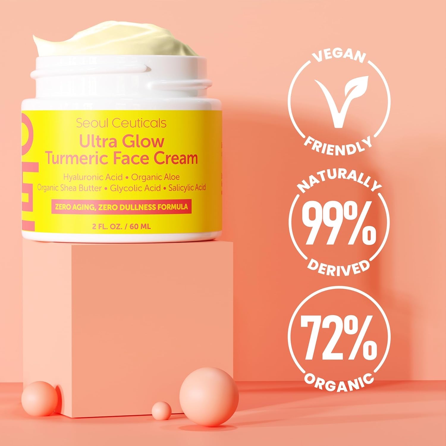 SeoulCeuticals Ultra Glow Turmeric Face Cream – 60ml | Brightening, Exfoliating & Hydrating Moisturiser for Radiant Skin