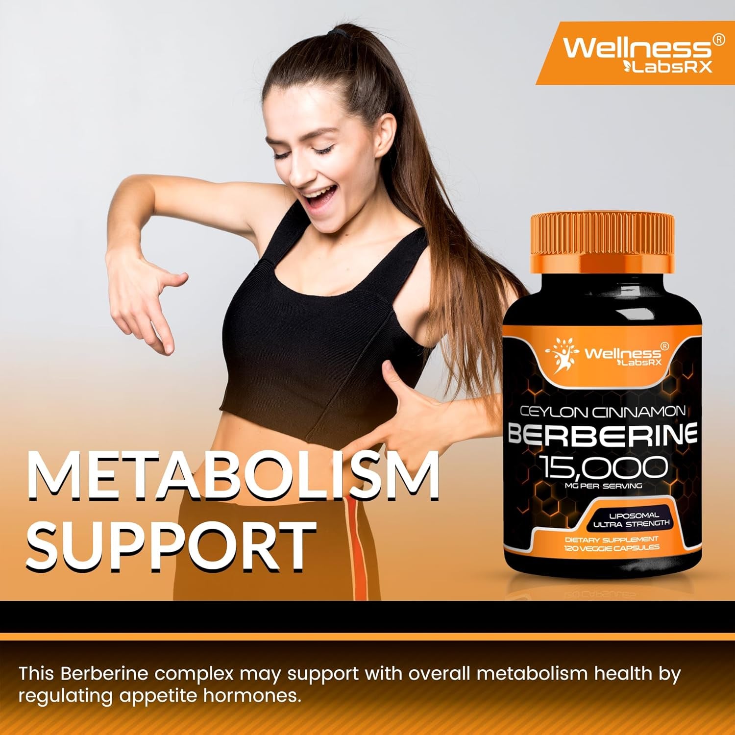 WELLNESS LABSRX Ceylon Cinnamon Berberine 15,000MG - 120 Capsules