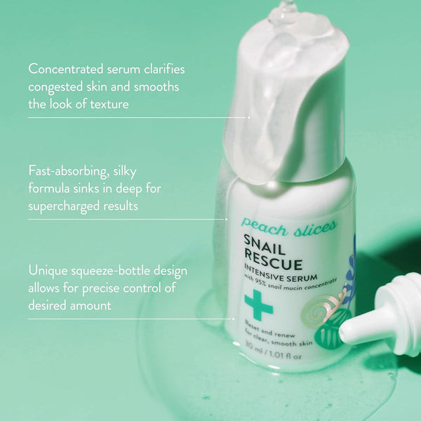 Peach Slices Snail Rescue Intensive Serum – 30ml | 95% Snail Mucin for Hydration, Clarity & Radiance