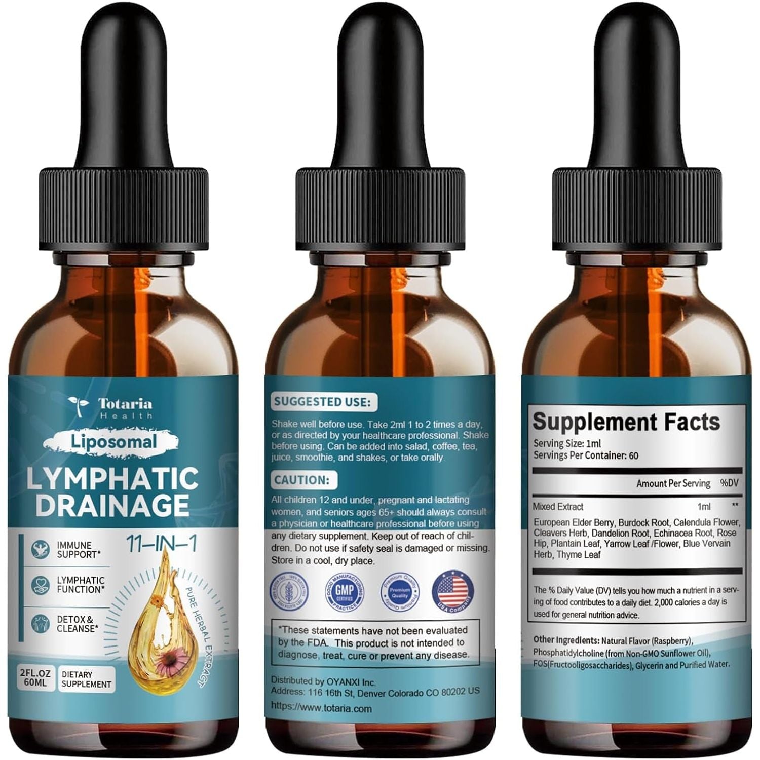 Totaria Liposomal Lymphatic Drainage – 60ml | 11-in-1 Herbal Blend for