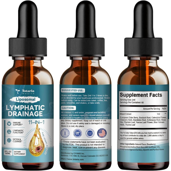 Totaria Liposomal Lymphatic Drainage – 60ml | 11-in-1 Herbal Blend for Detox, Immunity & Fluid Balance