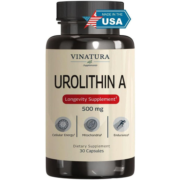 VINATURA Urolithin A+ – 500mg, 30 Capsules | Mitochondrial Health & Anti-Aging Cellular Energy Support