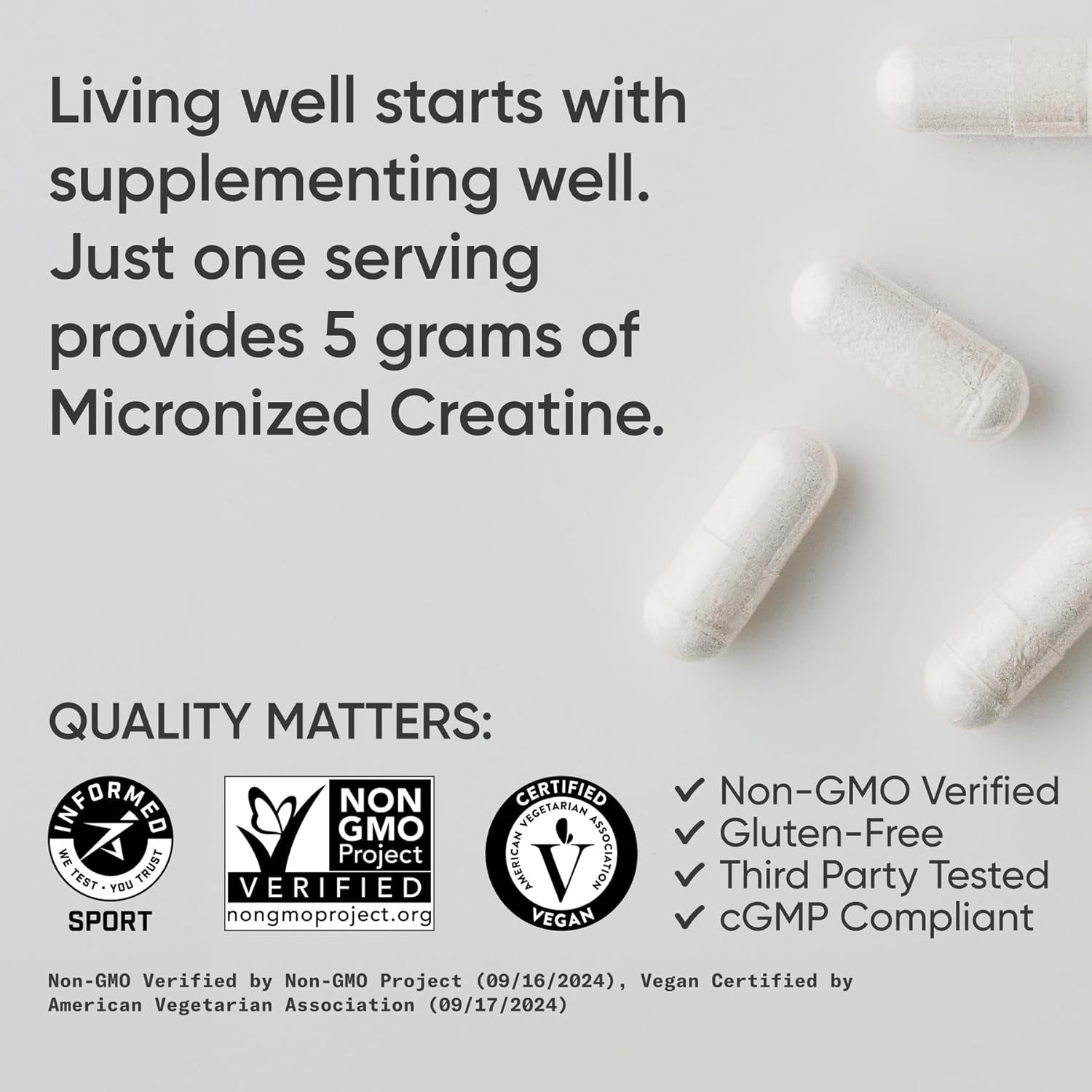 Sports Research Creatine Monohydrate Capsules – 120 Capsules (30 Servings) | 5g Vegan Creatine | Boost Strength, Lean Muscle & Recovery 