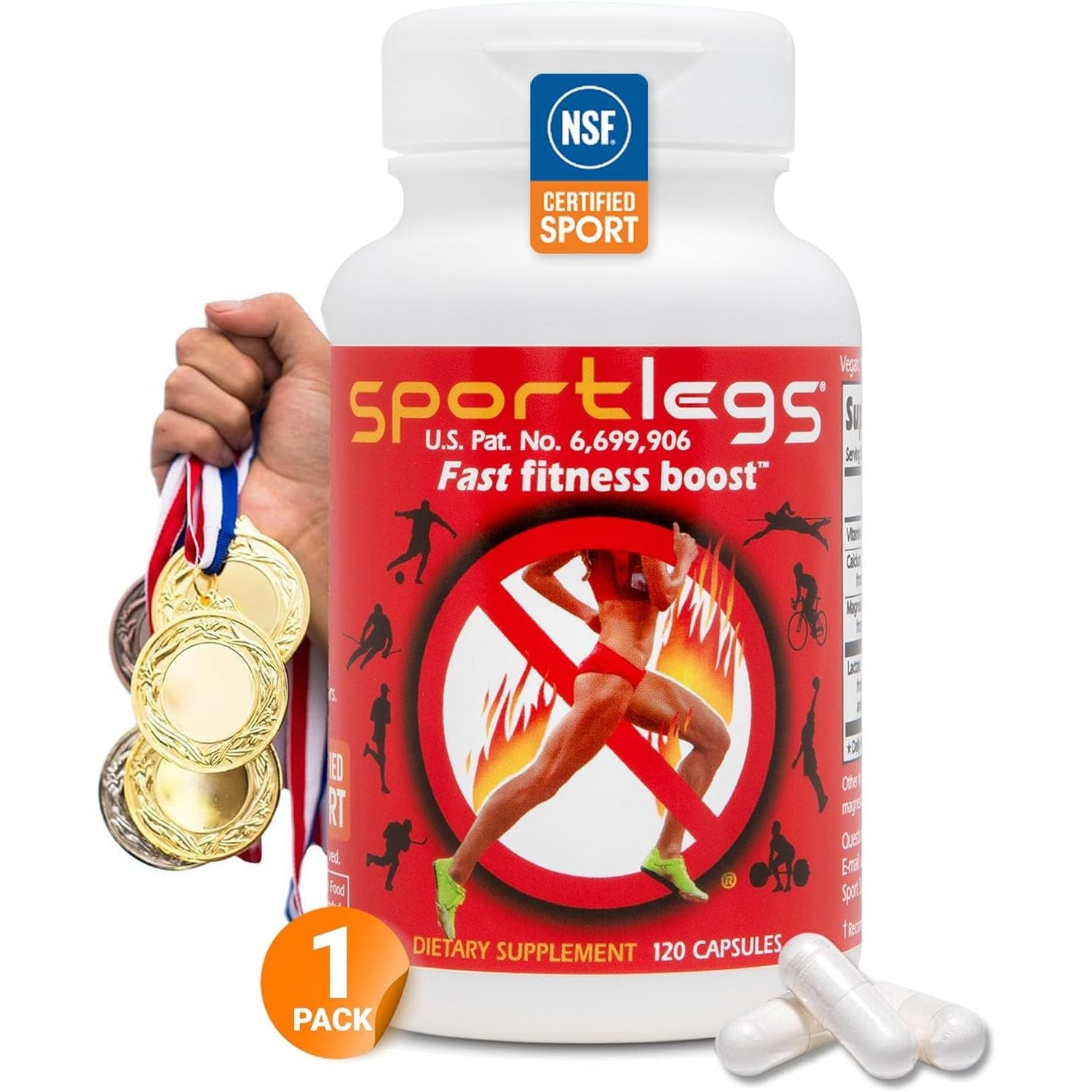 SPORTLEGS Fast Fitness Boost Dietary Supplement – 120 Capsules | Reduces Lactic Acid for Peak Performance