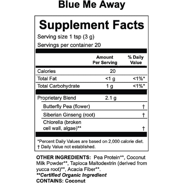 Apothékary Blue Me Away – 60g (20 Servings) | Caffeine-Free Herbal Energy & Mental Clarity Blend