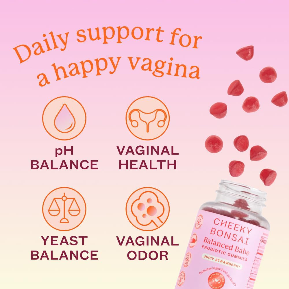 Cheeky Bonsai Balanced Babe Probiotic Gummies – 60 Gummies | Supports Vaginal, Digestive & Urinary Tract Health