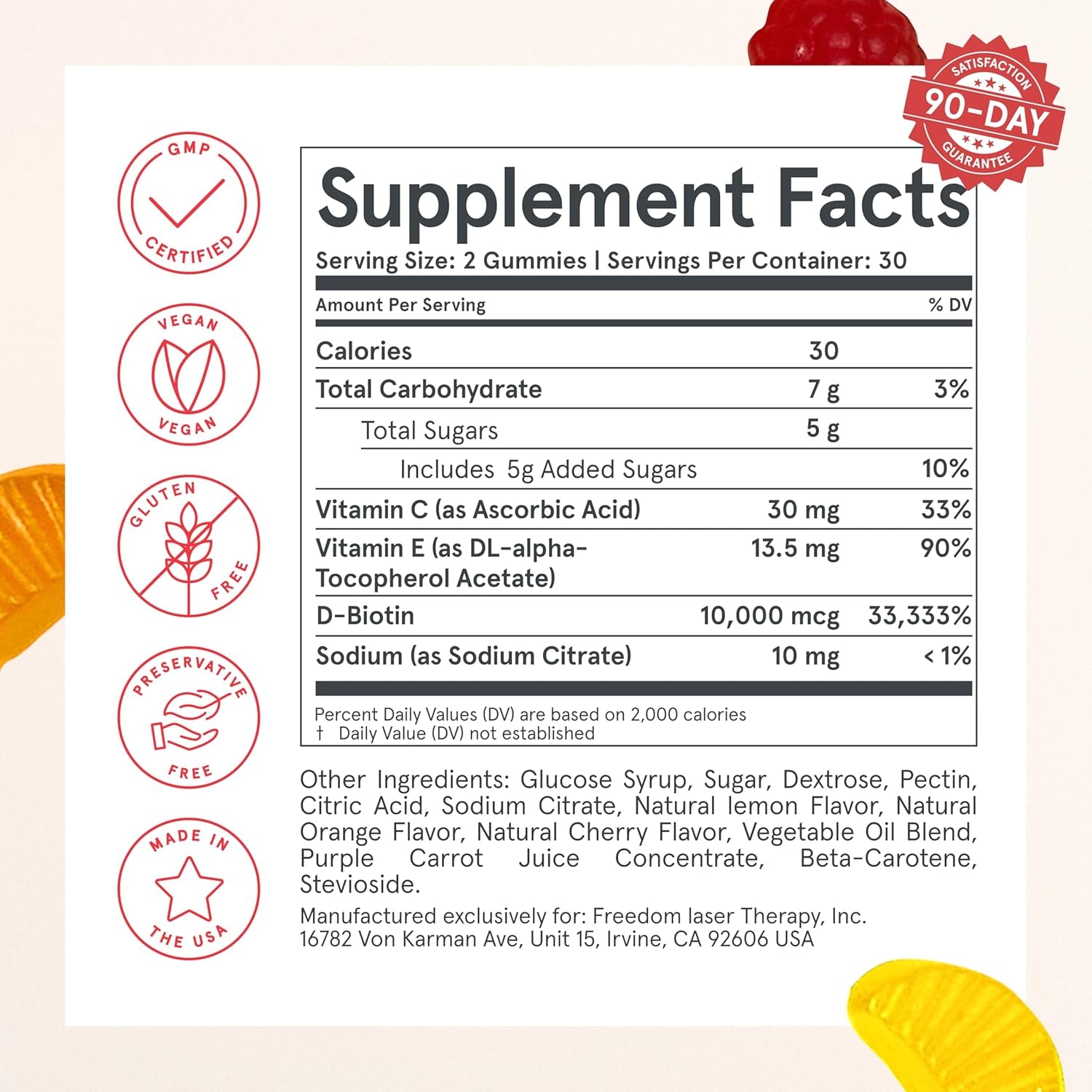 iRestore Biotin Vitamin Gummies – 60 Vegan Gummies | Hair, Skin & Nails Support with 10,000mcg Biotin + Vitamins C & E