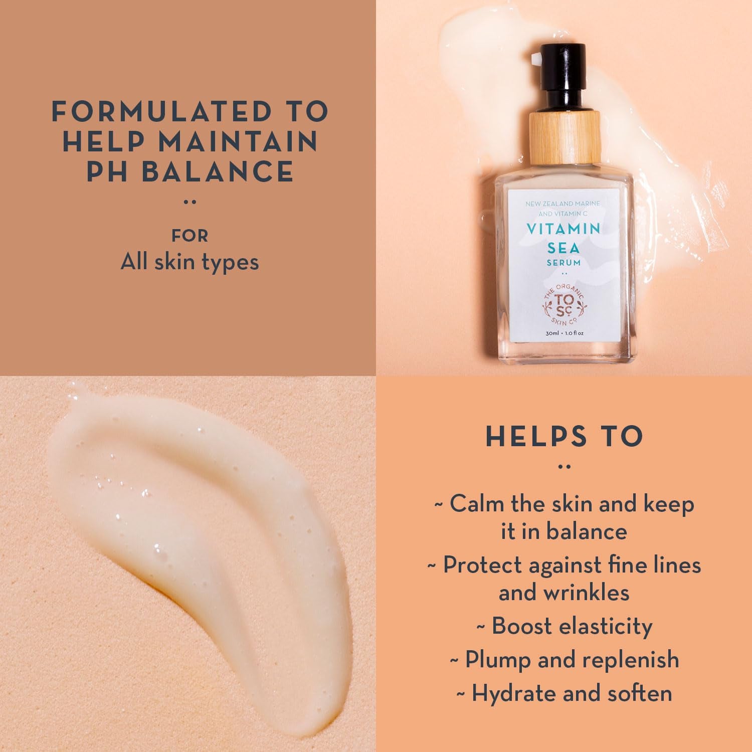 The Organic Skin Co. Vitamin Sea Serum – 30ml | Brightening, Collagen-Boosting Vitamin C Serum