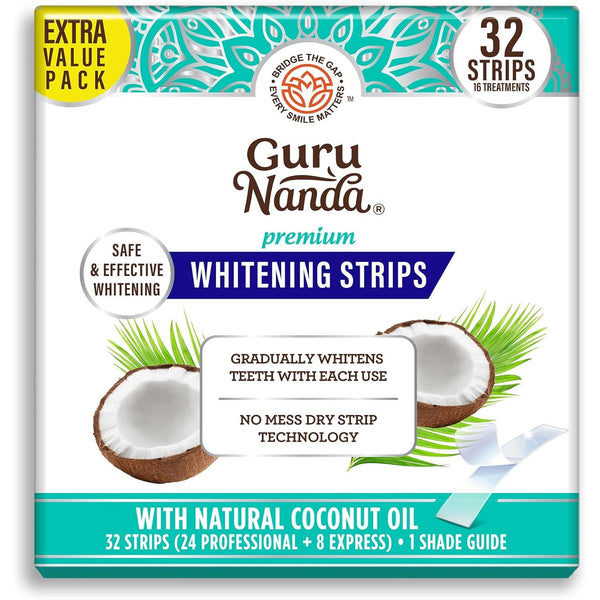 GuruNanda Premium Whitening Strips – 32 Strips | At-Home Teeth Whitening
