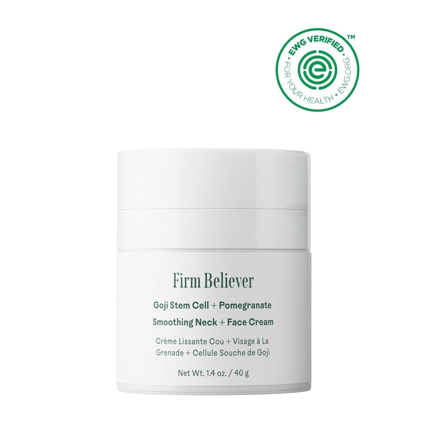 - Firm Believer Goji Stem Cell + Pomegranate Smoothing Neck + Face Cream | Moisturize, Smooth, Tone Skin | Cruelty-Free, Vegan, Paraben-Free, Sensitive Skin Safe (1.4 Oz | 40 G)
