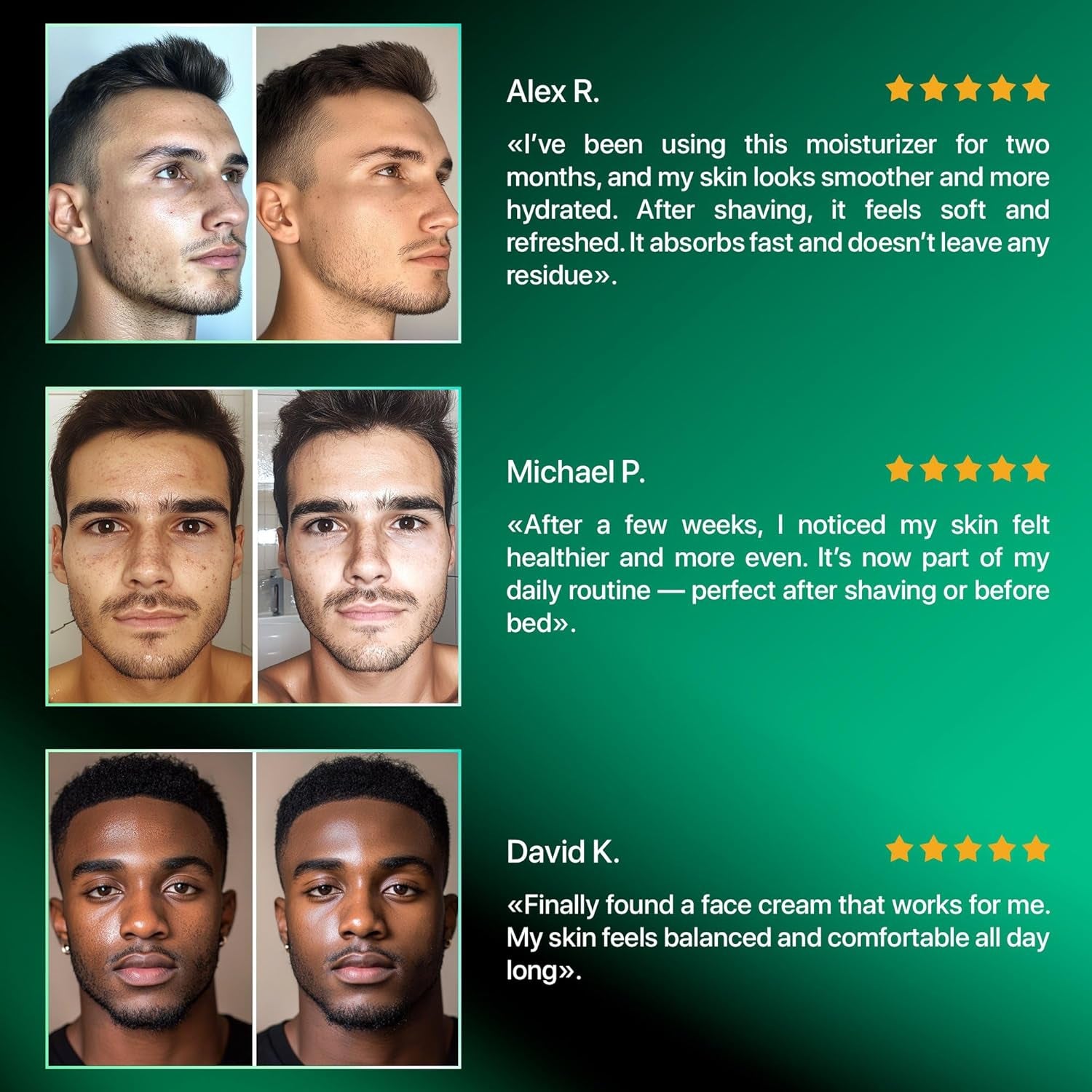 Mens Face Moisturizer Anti-Aging Cream - Lightweight after Shave Lotion for Men - Day & Night Hydrating Skin Care with Niacinamide Collagen Ceramides - Fast-Absorbing Non-Greasy 1.85Oz