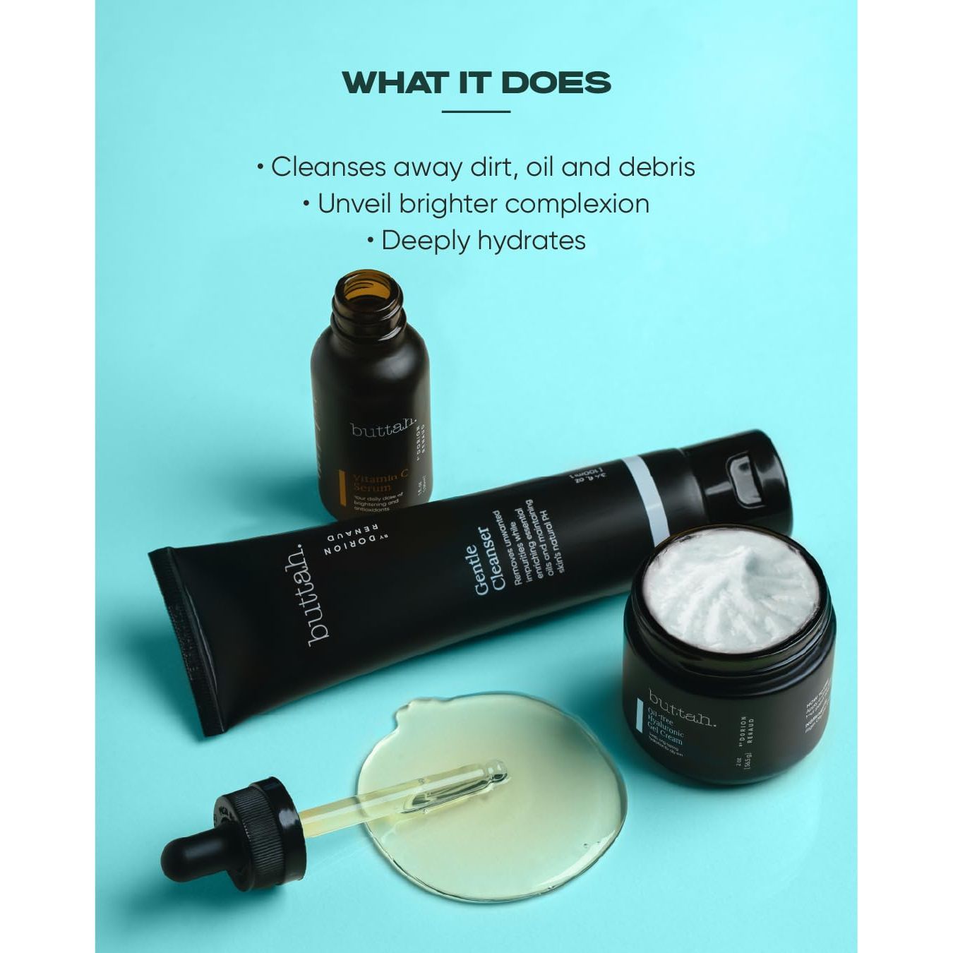buttah. by Dorion Renaud Oil-Free Hyaluronic Skin Care Set | Hydration, Brightening & Barrier Support for Melanin-Rich Skin