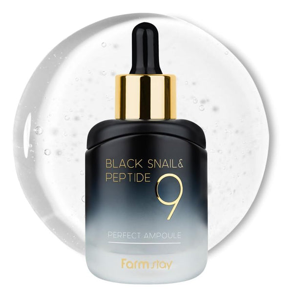 FARMSTAY Black Snail & Peptide 9 Perfect Ampoule – 35ml | Anti-Aging, Firming & Deep Hydration