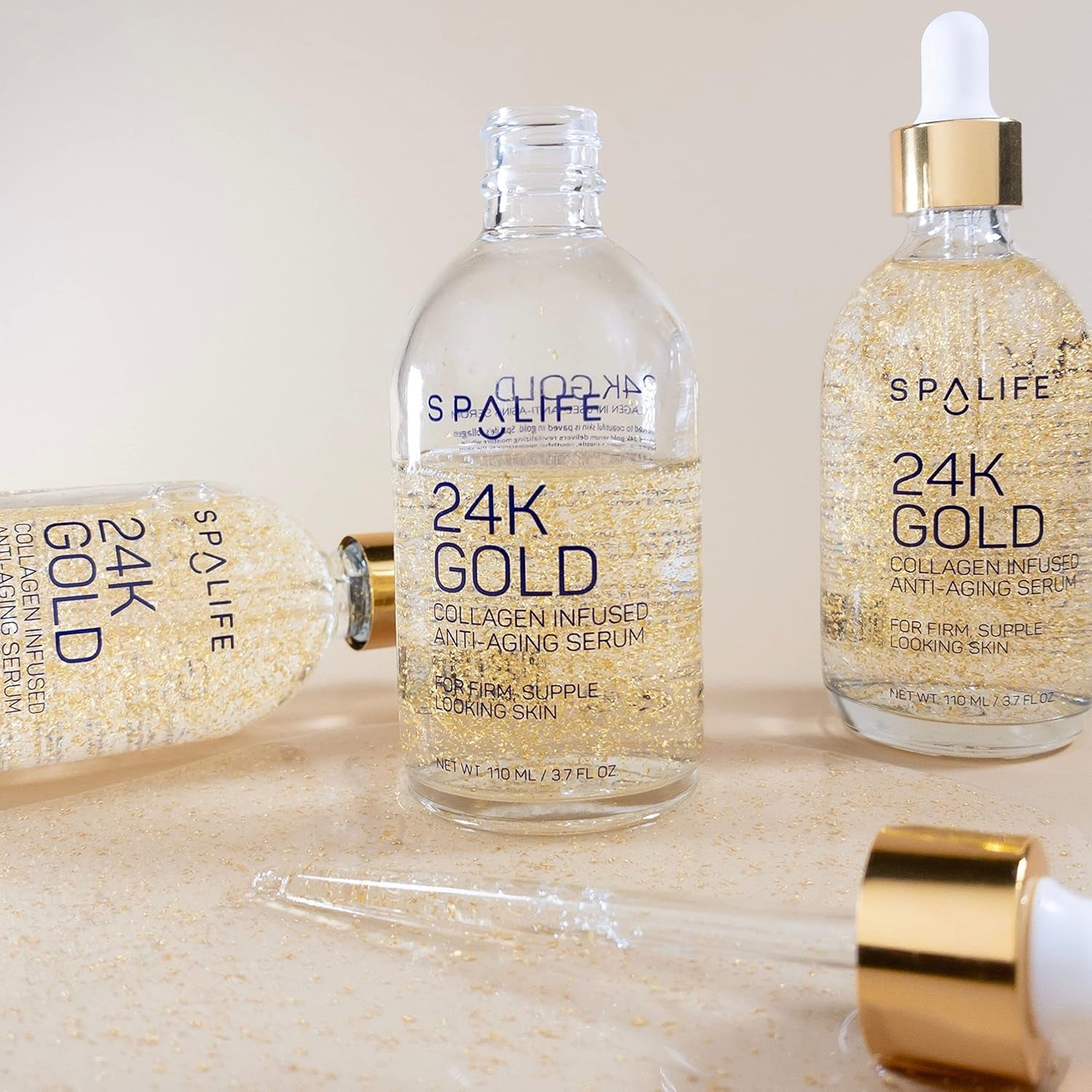 SpaLife 24K Gold Collagen Infused Anti-Aging Serum – 110ml | Firming, Radiance & Youthful Glow