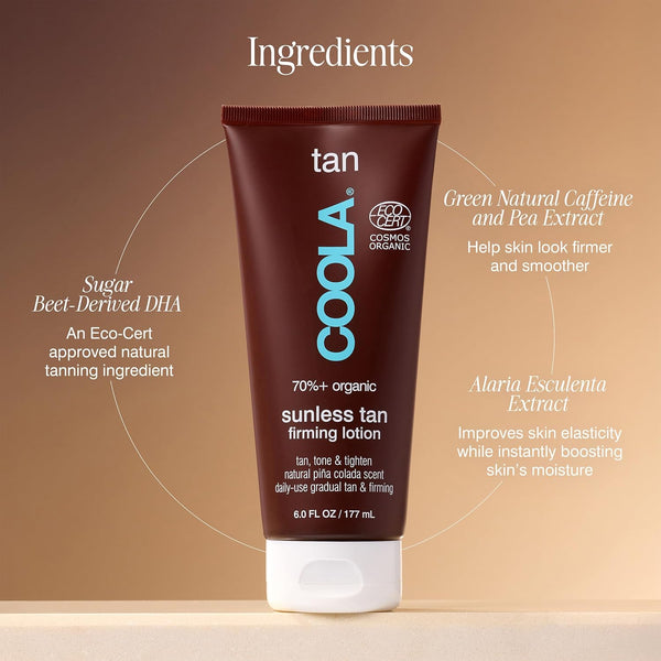 COOLA Sunless Tan Firming Lotion – 177ml | Organic Gradual Self-Tanner with Skin-Firming Benefits