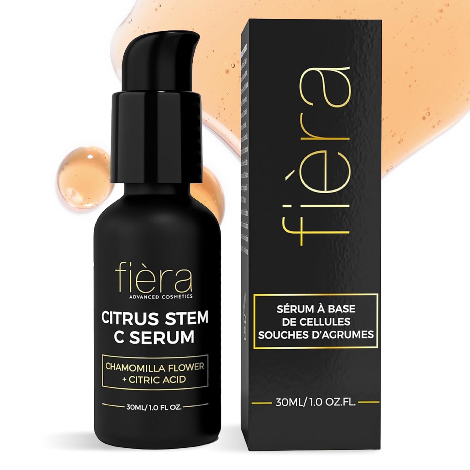 Vitamin C Serum with Hyaluronic Acid & Citrus Stem Cells - Anti-Aging Brightening, Firming, Hydrating Serum for Mature Skin, Reduces Dark Spots, Fine Lines & Boosts Radiance - 1 FL. OZ. / 30 ML