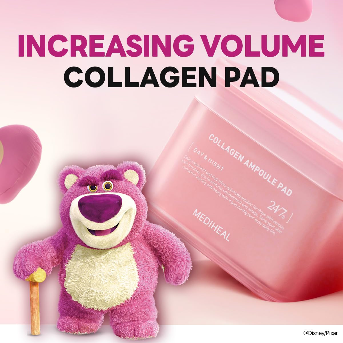 MEDIHEAL Collagen Ampoule Pad, Disney Pixar Edition – 200 Pads (100 + 100 Refill) | Firming & Anti-Wrinkle Care