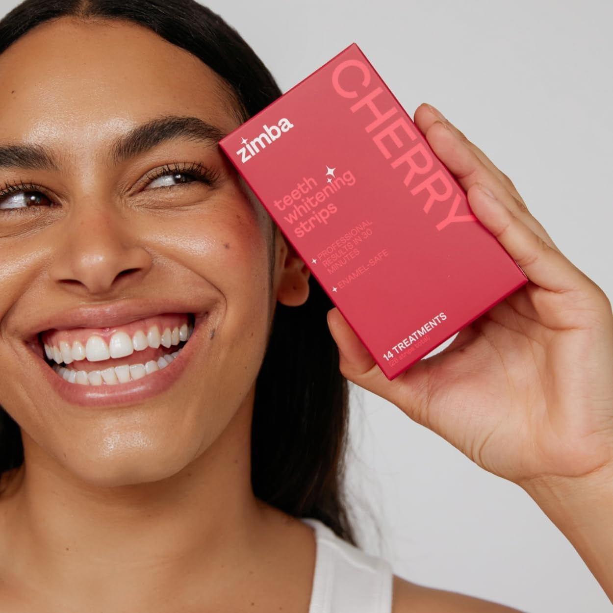 Zimba Cherry Teeth Whitening Strips – 14 Treatments (28 Strips) | Remove Stains, Whiten Teeth & Sweeten Breath