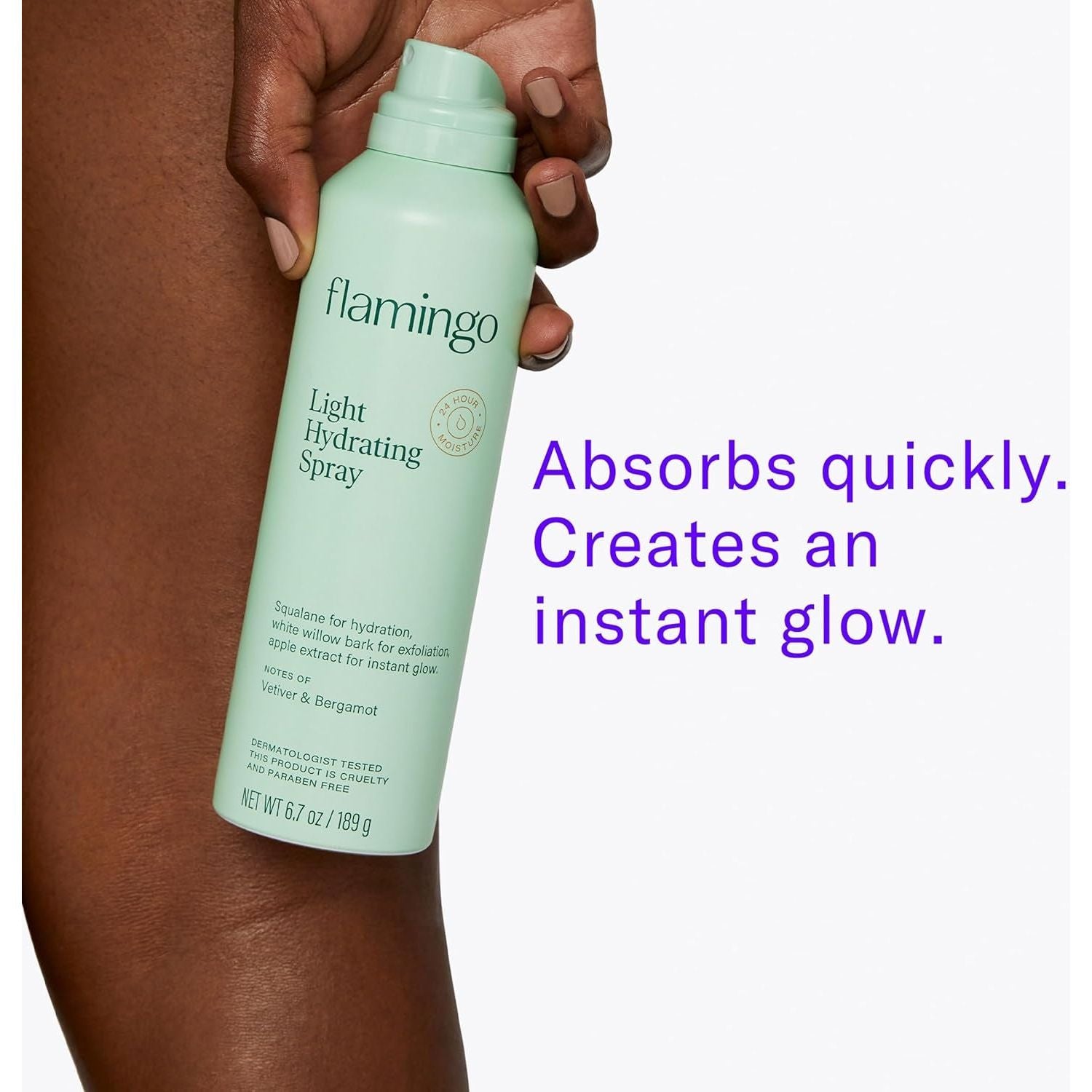 Flamingo Light Hydrating Spray – 189g | 24-Hour Moisture & Gentle Exfoliation