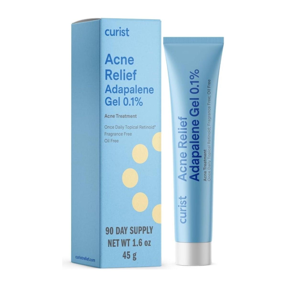 Adapalene 0.1% Acne Free Gel (45Gr 1.6Oz 90 Day Supply - XL Tube) - Topical Retinoid Acne Medicine - Stop Acne Whiteheads Blackheads & Clogged Pores - Adapalene Retinoid Acne Treatment for Face - Glam Global UK