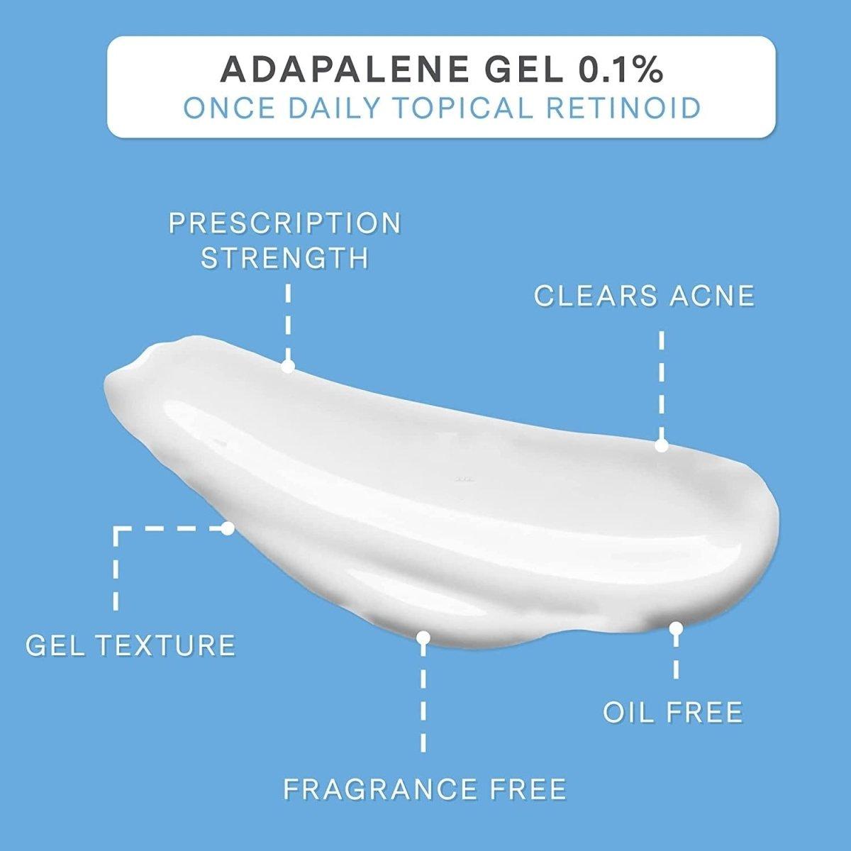 Adapalene 0.1% Acne Free Gel (45Gr 1.6Oz 90 Day Supply - XL Tube) - Topical Retinoid Acne Medicine - Stop Acne Whiteheads Blackheads & Clogged Pores - Adapalene Retinoid Acne Treatment for Face - Glam Global UK