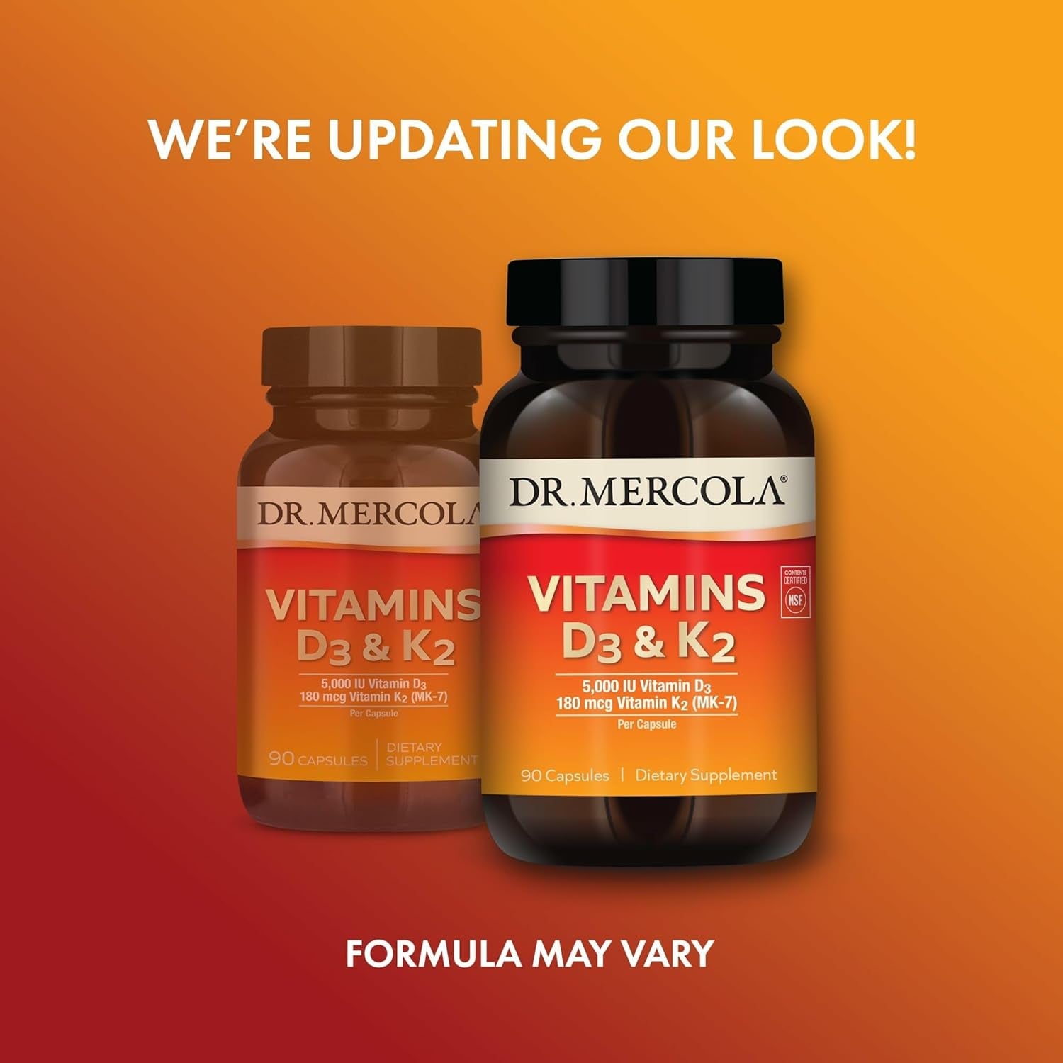 Dr. Mercola Vitamins D3 & K2 Dietary Supplement – 90 Capsules | High-Potency Immune & Bone Health Support