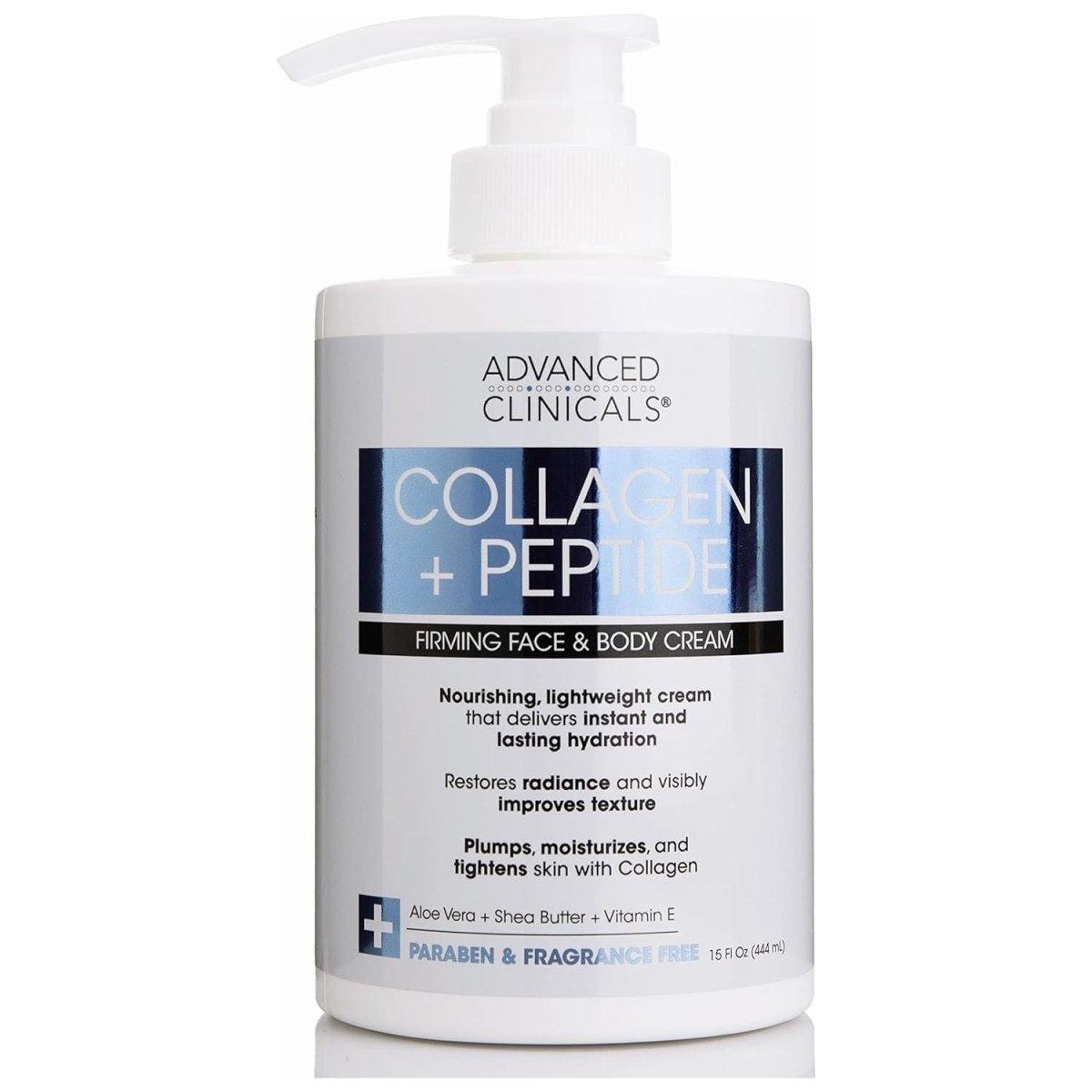 Advanced Clinicals Collagen Lotion + Peptide Firming Face & Body Cream 15 fl oz - 444 ml - Glam Global UK