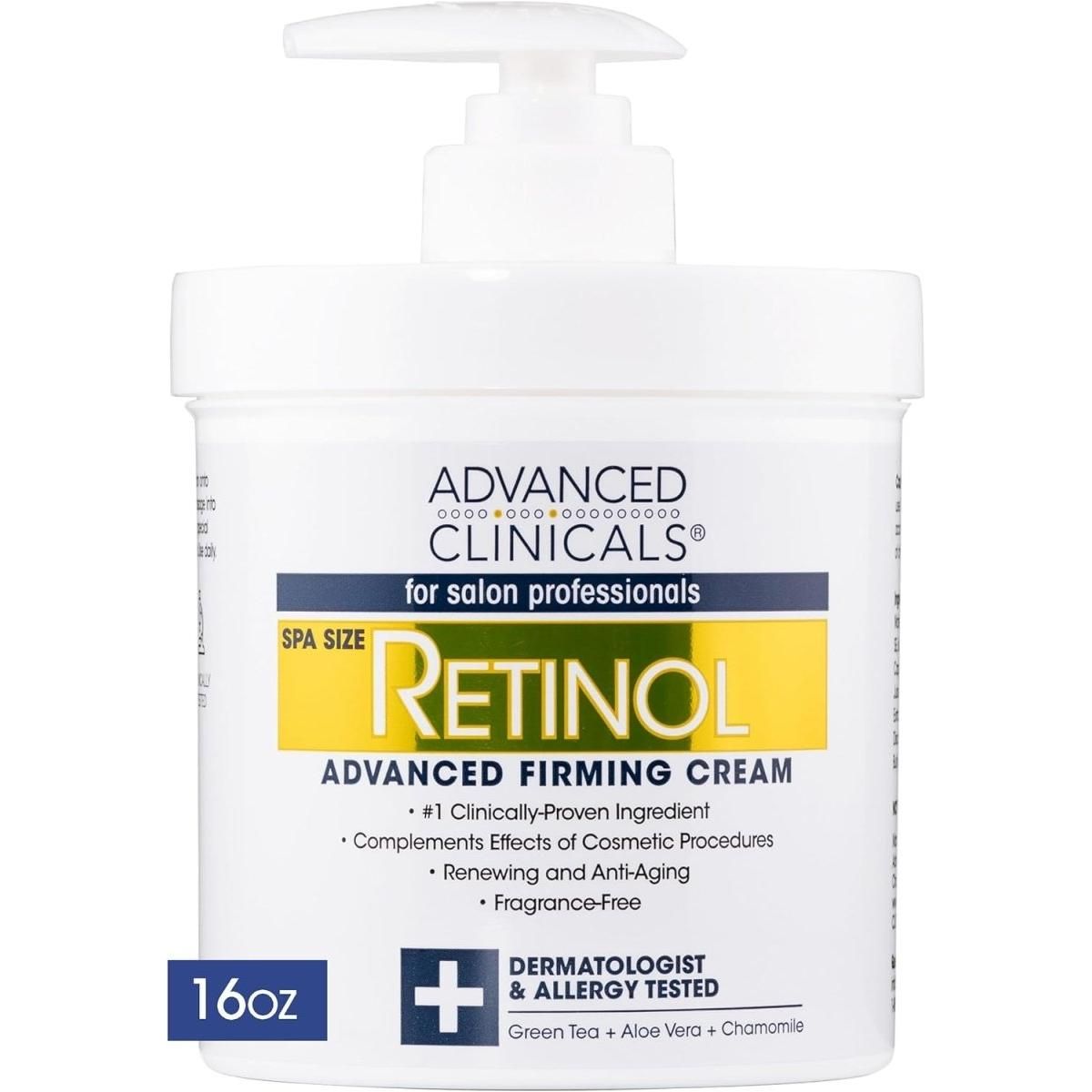 Advanced Clinicals, Retinol, Advanced Firming Cream, Fragrance Free, 16 oz (454 g) - Glam Global UK