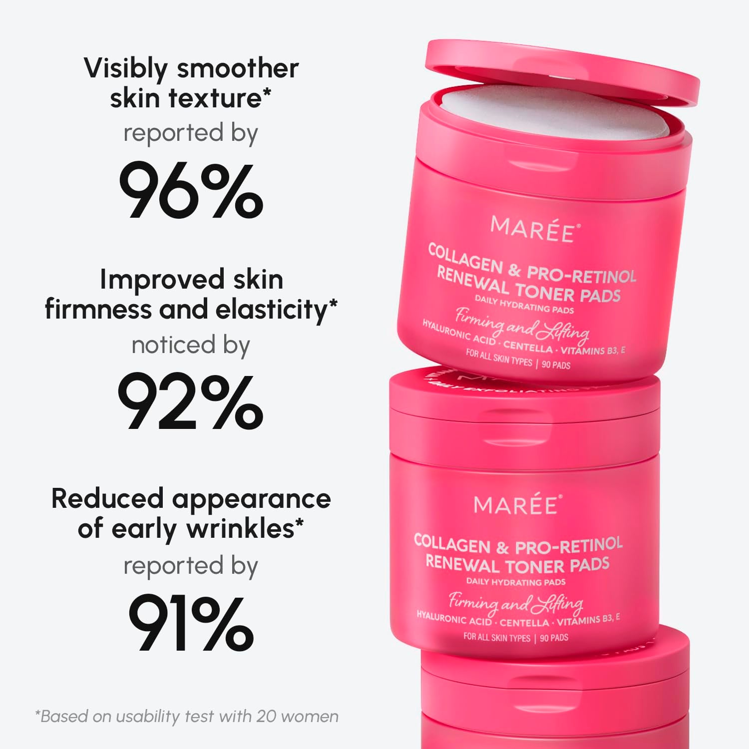 MAREE Collagen & Pro-Retinol Renewal Toner Pads – 90 Pads | Hydrating, Anti-Aging Pore-Refining Treatment