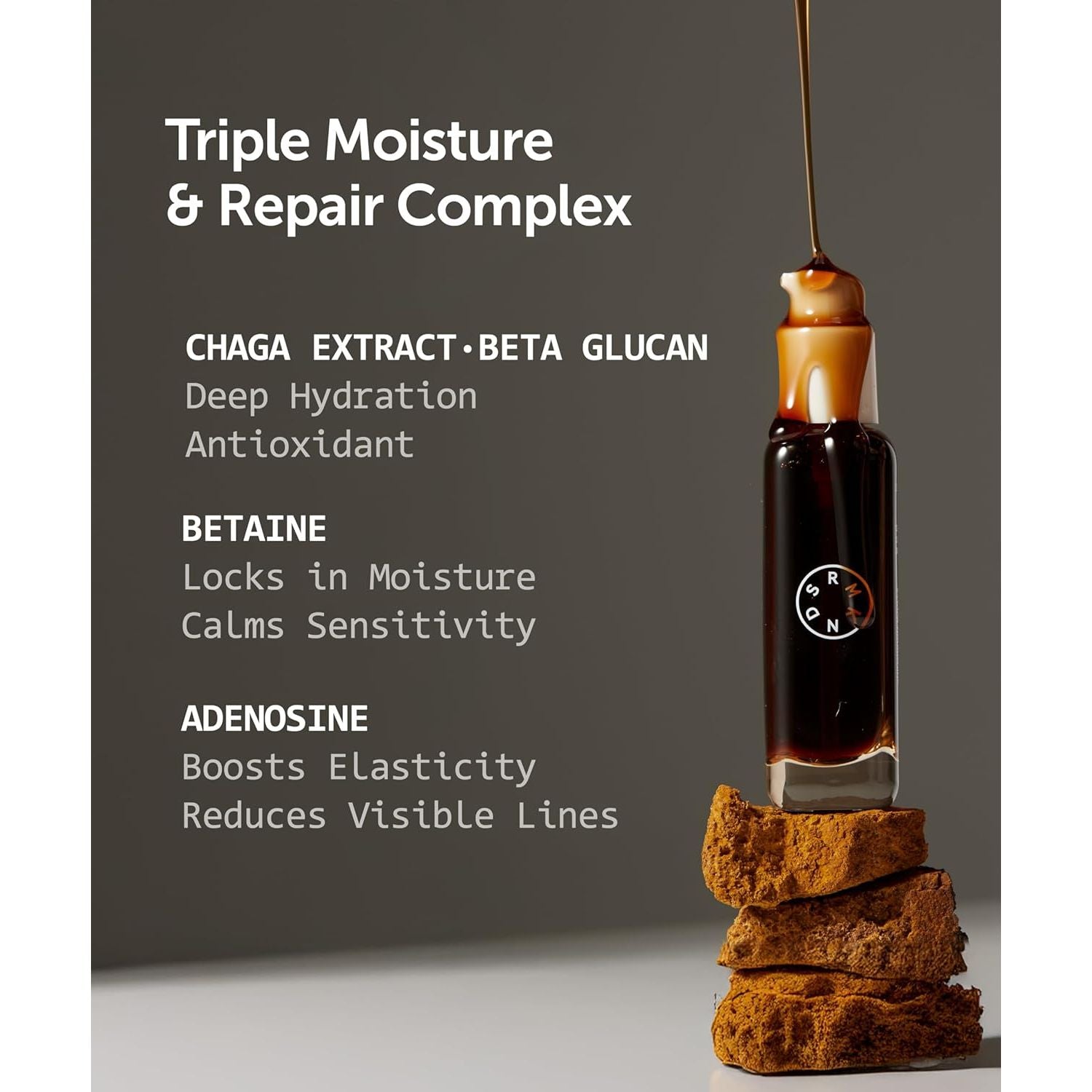SERUMKIND Chaga Mushroom Serum for Face - Betaine Moisture Boost + Chaga-Derived Beta Glucans - Deep Hydration for Extremely Dry Skin - Korean Skincare - Vegan & Cruelty-Free – 1.01 Fl.Oz.