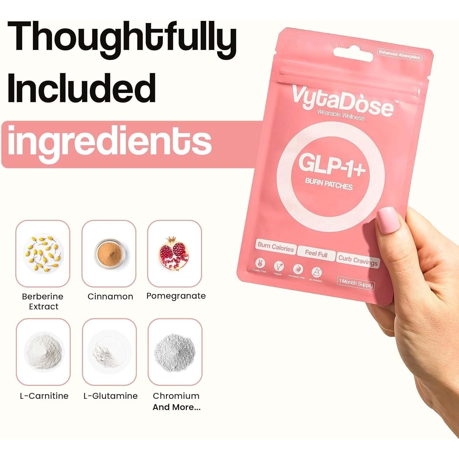 Vytadose GLP1 Burn Patches – 90 Patches (3 Pack) | 5x Strength Hunger & Cravings Support
