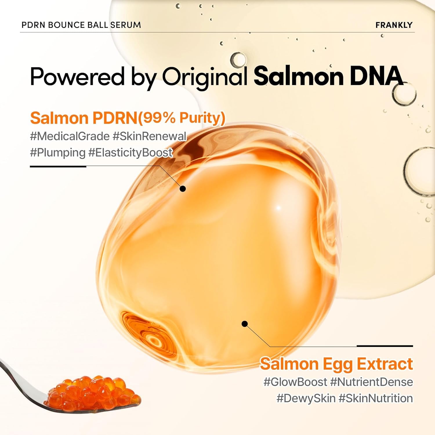 FRANKLY PDRN Bounce Ball Serum – 30ml | Firming, Plumping & Anti-Aging with Salmon DNA Technology